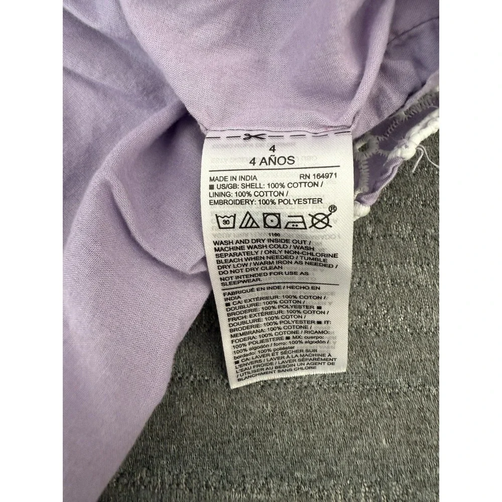 Janie and Jack Girls Dress Size 4 Lavender floral‎ Flutter Sleeves Eyelet purple